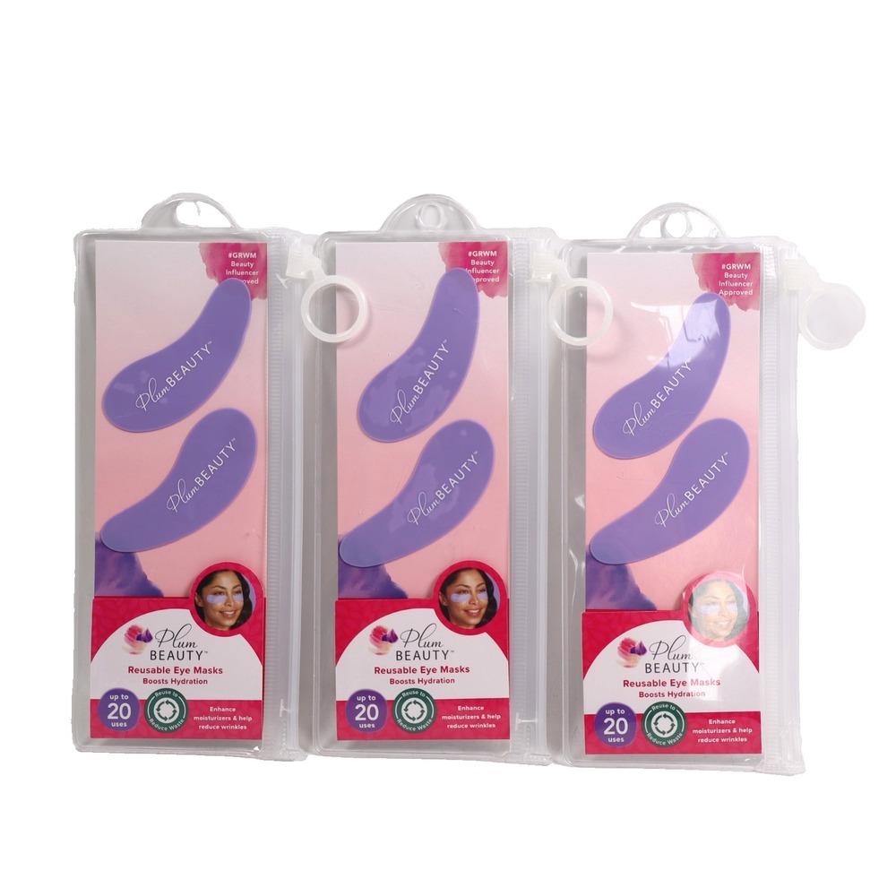 3 PACK Plum Beauty Reusable Eye Patches | Washable Silicone Pair